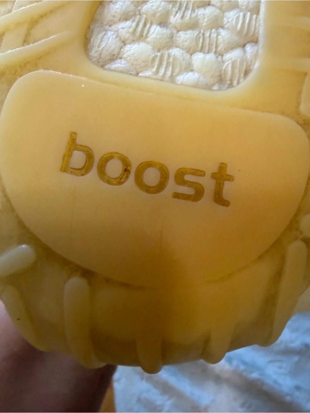 Yeezy Boost Kids White Knit Sneakers with Yellow Sole